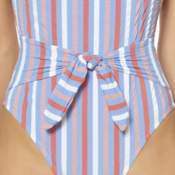 JESSICA Simpson Miami Stripe Tie Waist Swimsuit - Picture 5 of 9